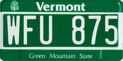 VT license plate WFU875