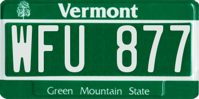 VT license plate WFU877