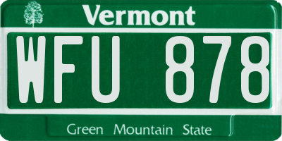 VT license plate WFU878