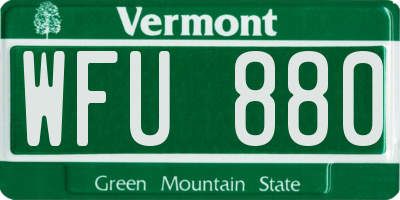 VT license plate WFU880