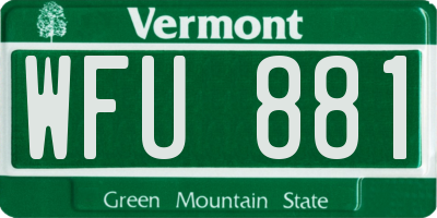 VT license plate WFU881