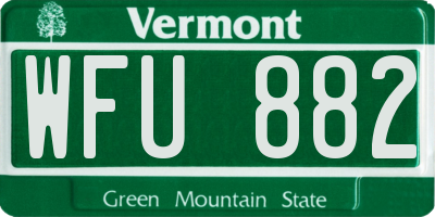VT license plate WFU882