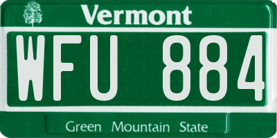 VT license plate WFU884