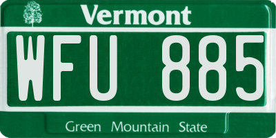 VT license plate WFU885