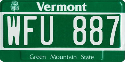 VT license plate WFU887