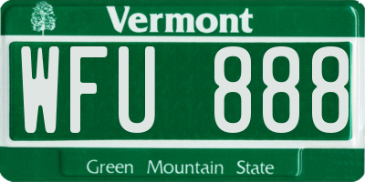VT license plate WFU888