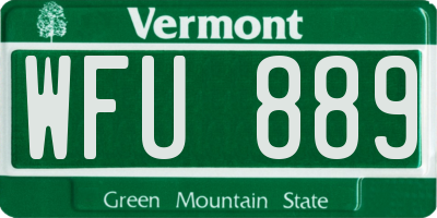 VT license plate WFU889