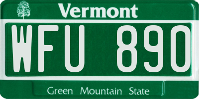 VT license plate WFU890