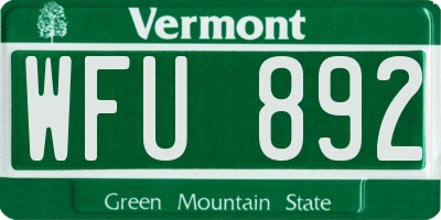 VT license plate WFU892