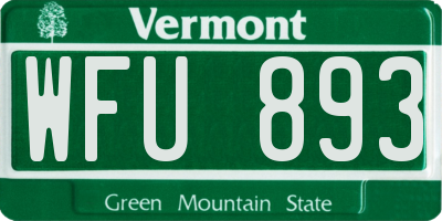 VT license plate WFU893