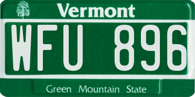 VT license plate WFU896