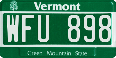 VT license plate WFU898