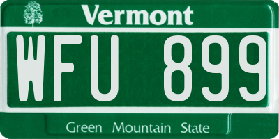 VT license plate WFU899