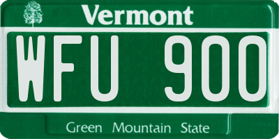 VT license plate WFU900