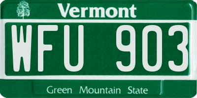 VT license plate WFU903