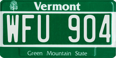 VT license plate WFU904