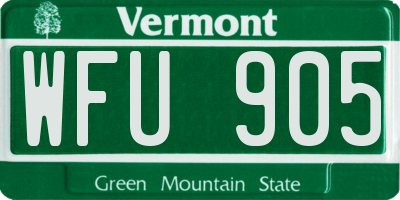 VT license plate WFU905