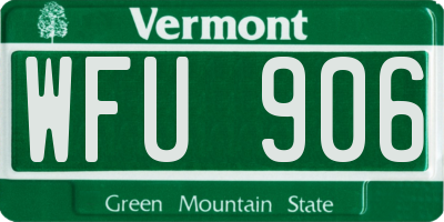 VT license plate WFU906