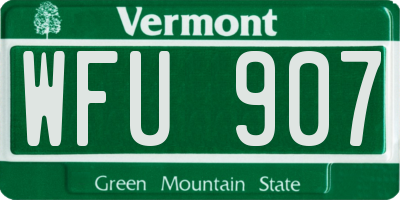 VT license plate WFU907
