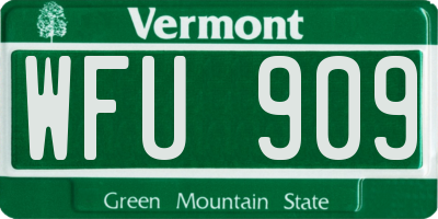 VT license plate WFU909