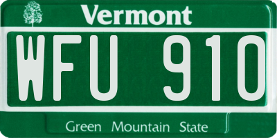 VT license plate WFU910