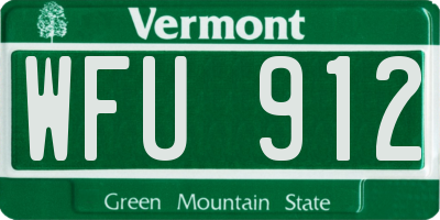 VT license plate WFU912