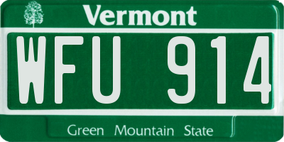 VT license plate WFU914