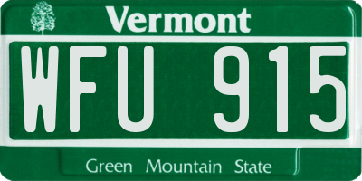 VT license plate WFU915