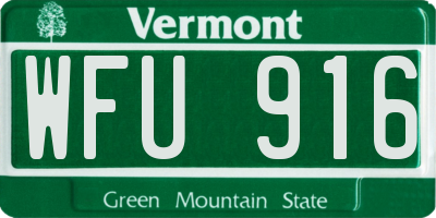 VT license plate WFU916