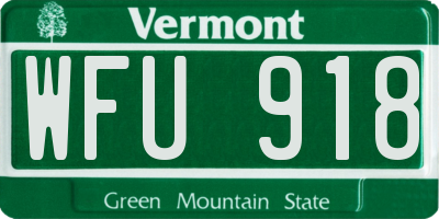 VT license plate WFU918