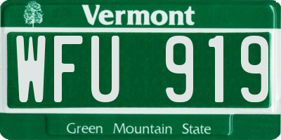 VT license plate WFU919