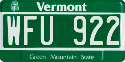 VT license plate WFU922