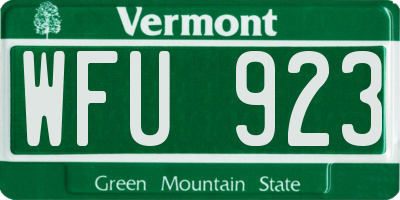 VT license plate WFU923