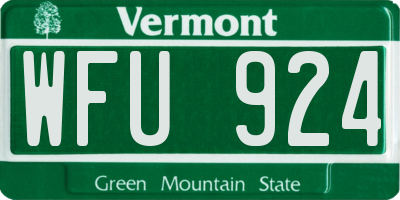 VT license plate WFU924