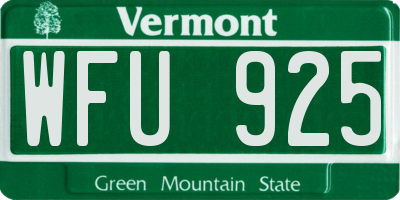 VT license plate WFU925