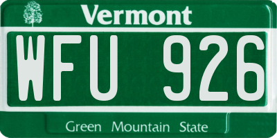 VT license plate WFU926