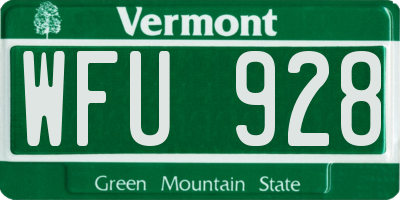 VT license plate WFU928