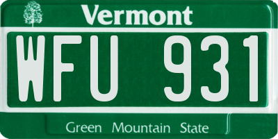 VT license plate WFU931