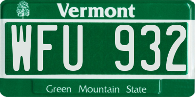 VT license plate WFU932