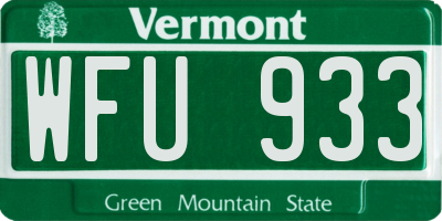 VT license plate WFU933