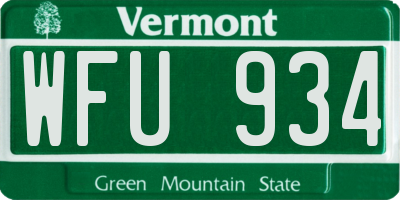 VT license plate WFU934