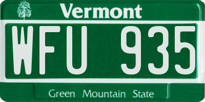 VT license plate WFU935
