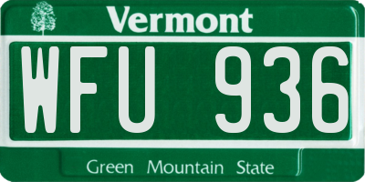 VT license plate WFU936