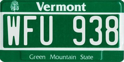 VT license plate WFU938