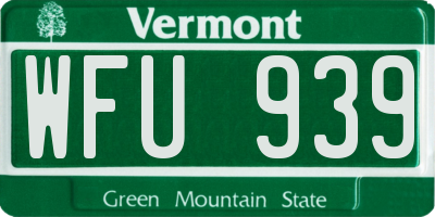 VT license plate WFU939