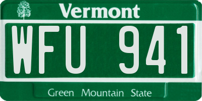 VT license plate WFU941