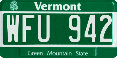 VT license plate WFU942
