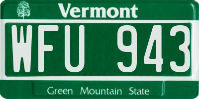 VT license plate WFU943
