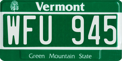 VT license plate WFU945