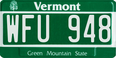 VT license plate WFU948